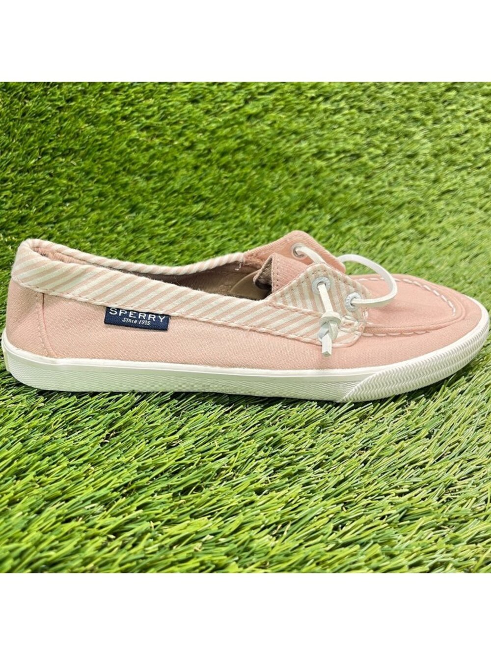 Sperry Lounge Away Womens Size 6.5 Pink White Casual Classic Slip-On Boat Shoes